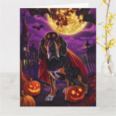 Halloween Treeing Walker Vampire Pumpkins Beängsti Karte (Gelbe Blume)