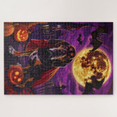 Halloween Treeing Walker Vampire Pumpkins Beängsti Puzzle (Horizontal)