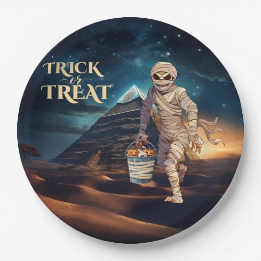 Halloween Trick der Leckerei Mummy Pappteller (Vorderseite)