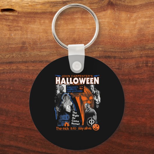 Halloween Trick ist, Live Collage Retro Hor Bleibe Schlüsselanhänger (Vorderseite)