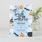 Halloween Trick oder 3. Geburtstags-Party Einladung (Stehend Vorderseite)