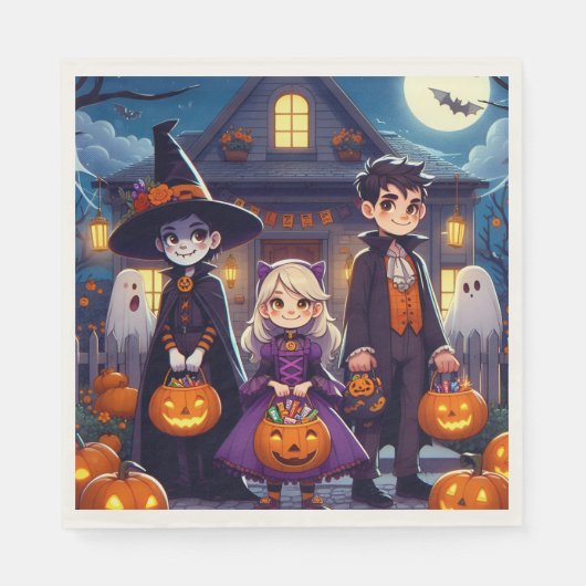 Halloween Trick oder behandeln Kinder Paper Napkin Serviette (Vorderseite)