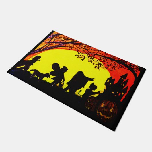 HALLOWEEN TRICK ODER BEHANDLER FUßMATTE (Schrägansicht)