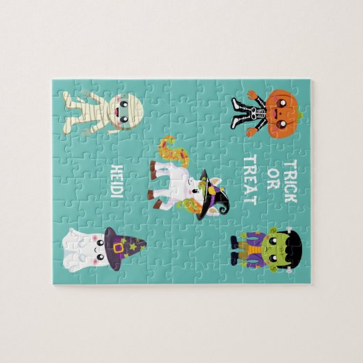 HALLOWEEN "TRICK ODER BEHANDLUNG KIDS PUZZLE PERSO (Horizontal)