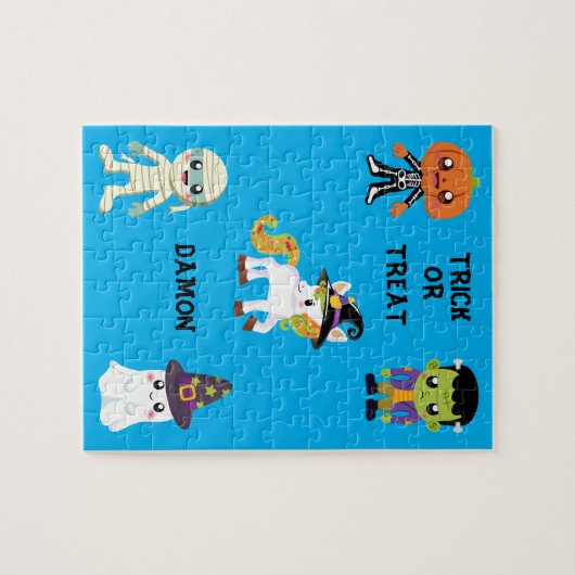 HALLOWEEN "TRICK ODER BEHANDLUNG KIDS PUZZLE PERSO (Horizontal)