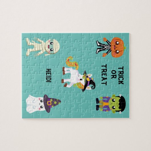 HALLOWEEN "TRICK ODER BEHANDLUNG KIDS PUZZLE PERSO (Horizontal)
