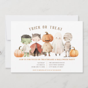 Halloween Trick oder Behandlung Kostümeinladung Einladung