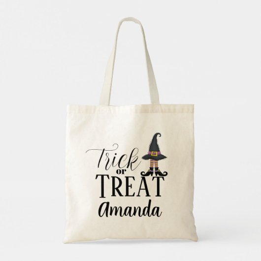 Halloween-Trick oder Behandlung Niedlicher Hexensc Tragetasche (Rückseite)