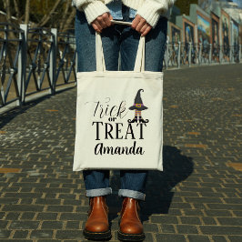 Halloween-Trick oder Behandlung Niedlicher Hexensc Tragetasche