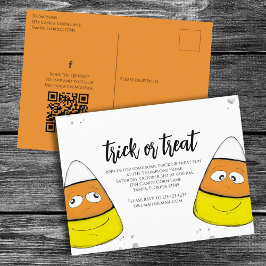 Halloween-Trick oder Behandlung Niedlicher QR-Code Postkarte