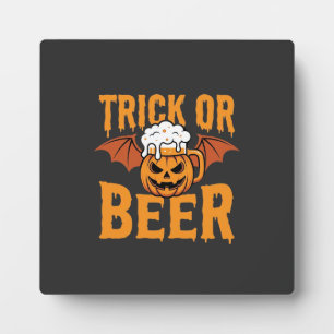 Halloween Trick oder Bier-Kürbis-Fledermaus-Grafik Fotoplatte