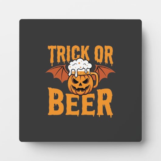 Halloween Trick oder Bier-Kürbis-Fledermaus-Grafik Fotoplatte (Vorderseite)
