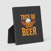 Halloween Trick oder Bier-Kürbis-Fledermaus-Grafik Fotoplatte (Vorderseite)