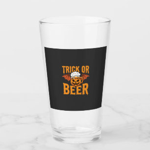 Halloween Trick oder Bier-Kürbis-Fledermaus-Grafik Glas