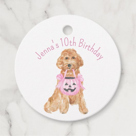 Halloween-Trick oder die Behandlung von Goldendood Geschenkanhänger (Vorderseite)