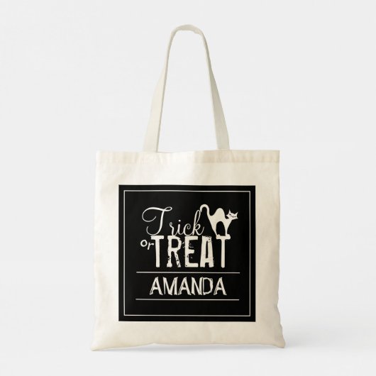 Halloween-Trick oder die Niedliche schwarze Katze  Tragetasche (Rückseite)