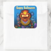 Halloween Trick-oder-Leckerei Aufkleber. MONSTER P Quadratischer Aufkleber (Tasche)