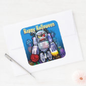 Halloween Trick-oder-Leckerei Aufkleber. MONSTER P Quadratischer Aufkleber (Umschlag)