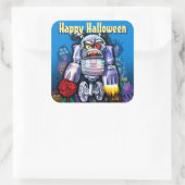 Halloween Trick-oder-Leckerei Aufkleber. MONSTER P Quadratischer Aufkleber (Tasche)