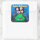 Halloween Trick-oder-Leckerei Aufkleber. MONSTER P Quadratischer Aufkleber (Tasche)