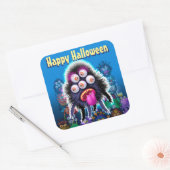 Halloween Trick-oder-Leckerei Aufkleber. MONSTER P Quadratischer Aufkleber (Umschlag)