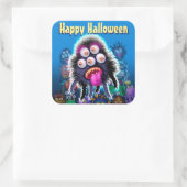 Halloween Trick-oder-Leckerei Aufkleber. MONSTER P Quadratischer Aufkleber (Tasche)