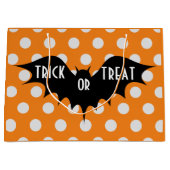 Halloween-Trick oder Orangenpolka-Punkte Große Geschenktüte (Vorderseite)