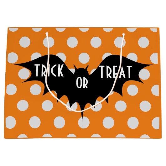 Halloween-Trick oder Orangenpolka-Punkte Große Geschenktüte (Vorderseite)