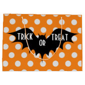Halloween-Trick oder Orangenpolka-Punkte Große Geschenktüte (Rückseite)