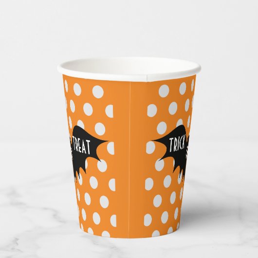 Halloween-Trick oder Orangenpolka-Punkte Pappbecher (Rechts)