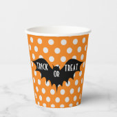 Halloween-Trick oder Orangenpolka-Punkte Pappbecher (Vorderseite)