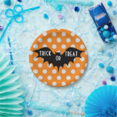 Halloween-Trick oder Orangenpolka-Punkte Pappteller (Party)