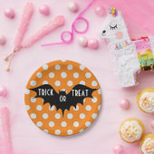 Halloween-Trick oder Orangenpolka-Punkte Pappteller (Party)