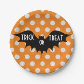 Halloween-Trick oder Orangenpolka-Punkte Pappteller (Vorderseite)