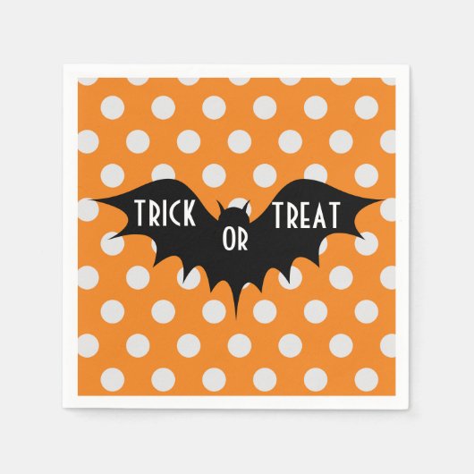 Halloween-Trick oder Orangenpolka-Punkte Serviette (Vorderseite)