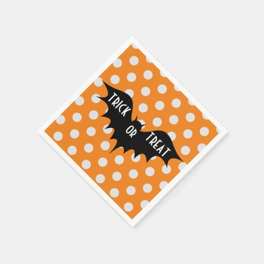 Halloween-Trick oder Orangenpolka-Punkte Serviette (Ecke)