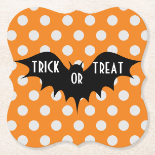 Halloween-Trick oder Orangenpolka-Punkte Untersetzer