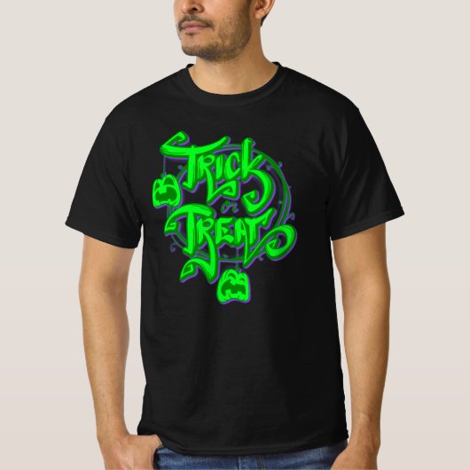 Halloween Trick oder T - Shirt für Lila grünen Tex (Vorderseite)