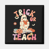 Halloween Trick oder Teach Retro Blumenghost-Teach Magnet (Vorne)