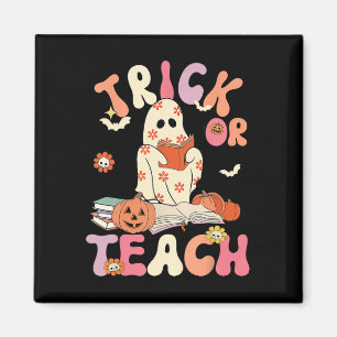 Halloween Trick oder Teach Retro Blumenghost-Teach Magnet