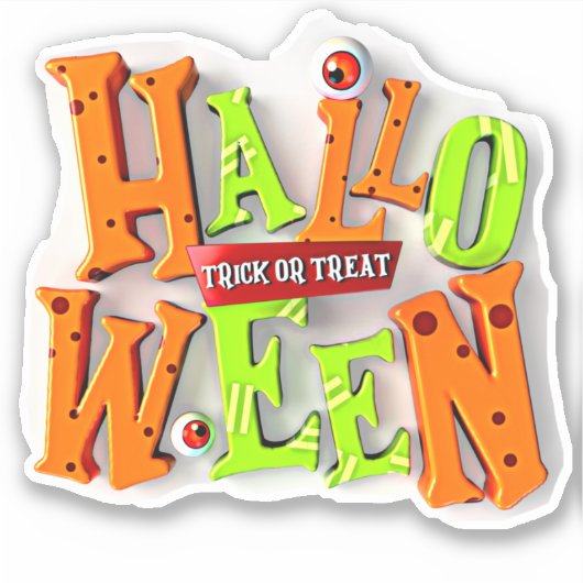 Halloween Trick oder Treat, 3D Blockeffekt, Aufkleber (Vorderseite)