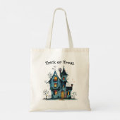 Halloween Trick oder Treat Bag mit Creepy House Tragetasche (Rückseite)