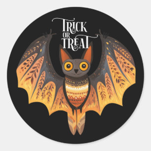 Halloween Trick oder Treat Bat Round Stickers