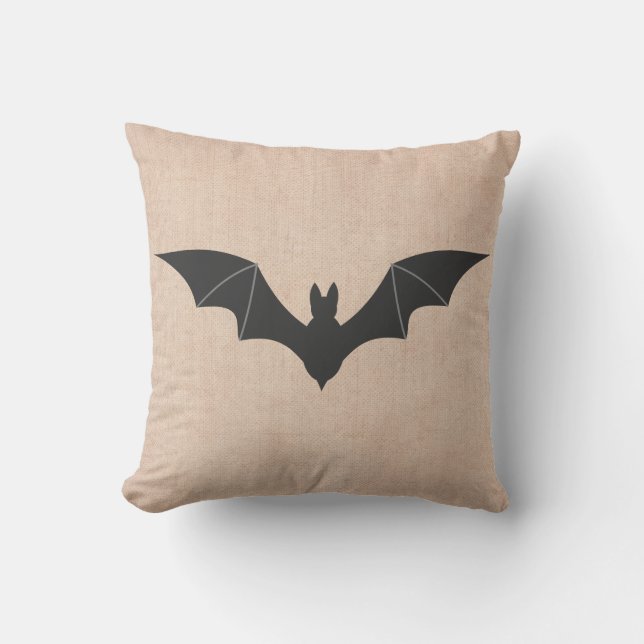 Halloween Trick oder Treat Beängstigend Bat Burlap Kissen (Vorderseite)