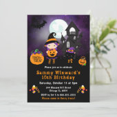 Halloween Trick oder Treat Birthday Party Einladung (Stehend Vorderseite)