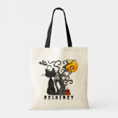 Halloween Trick oder Treat Black Cat Bat Name Tragetasche (Rückseite)
