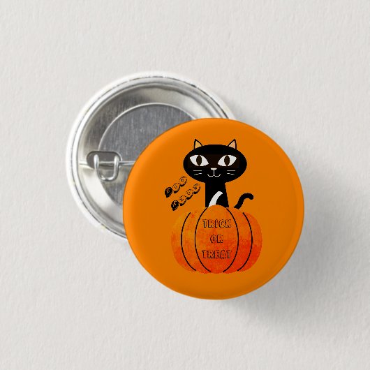 Halloween Trick oder Treat Black Cat Niedlich Spoo Button (Vorne & Hinten)