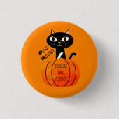 Halloween Trick oder Treat Black Cat Niedlich Spoo Button (Vorderseite)