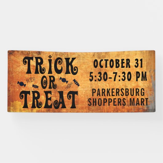 Halloween TRICK ODER TREAT Black Orange Banner (Horizontal)