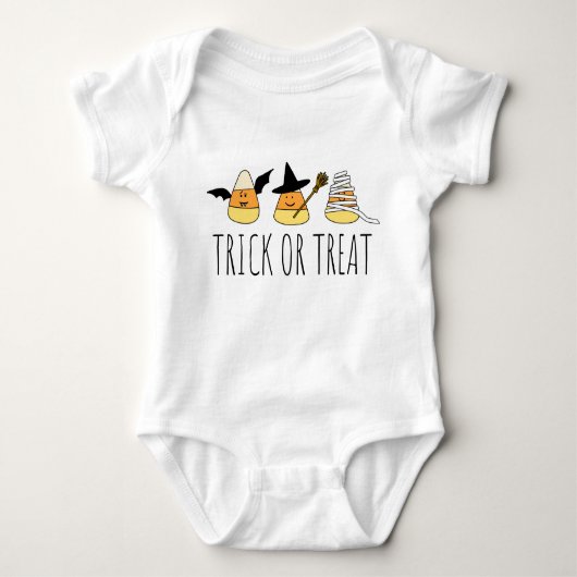 Halloween Trick oder Treat Candy Corn Baby Strampler (Vorderseite)
